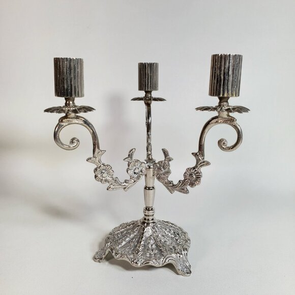 Vintage Small Silvertone Candelabra – Elegant Table Accent | 2 Available ✨ - Picture 1 of 5